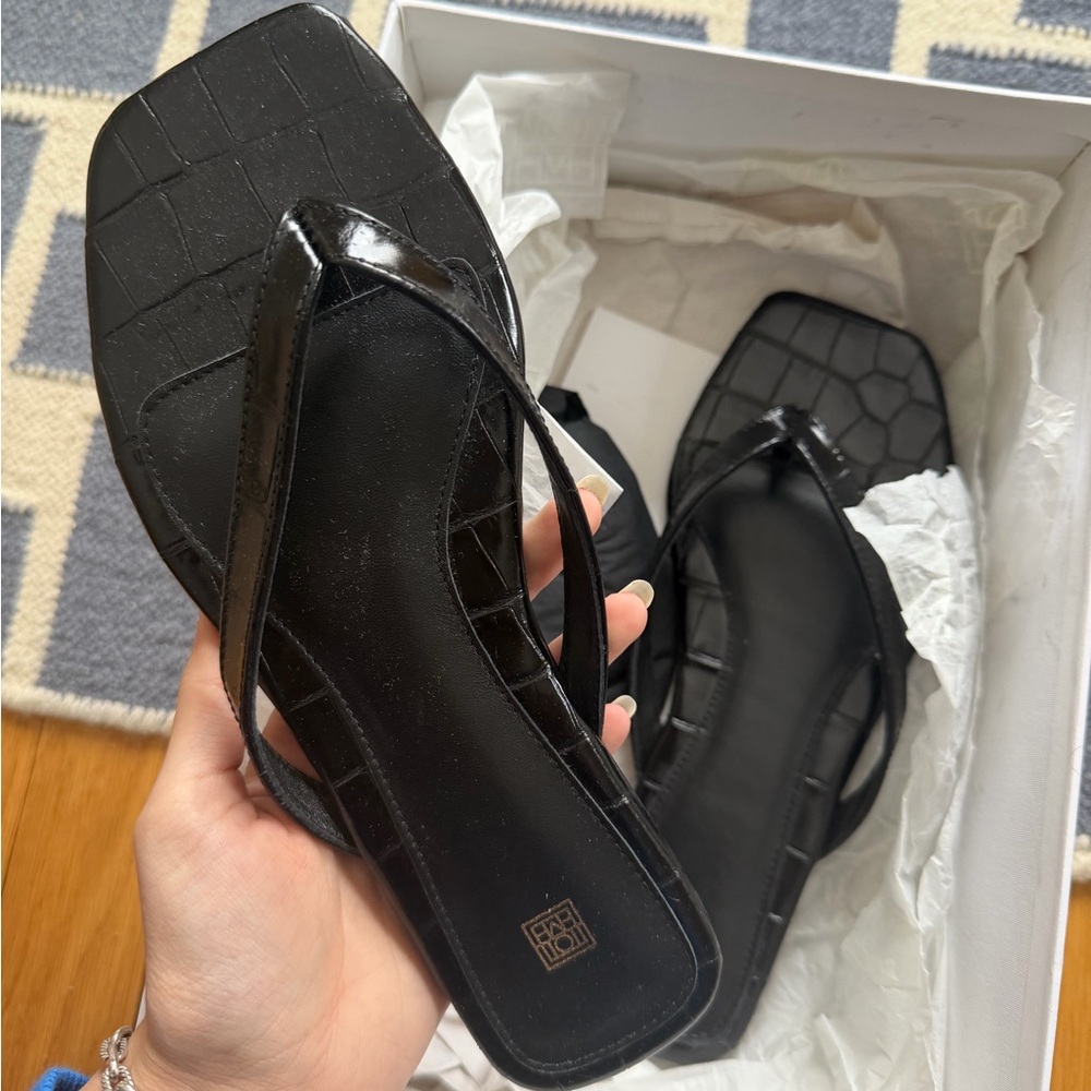 New Black Toteme Women's Croc Sandals Shoes